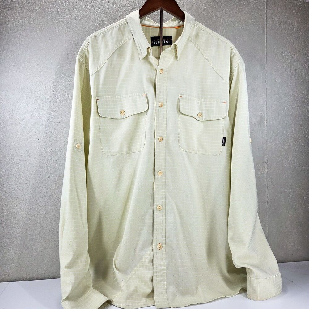 Orvis DriRelease Plaid Roll Up Long Sleeve Fishing Button Up Shirt Sz XL